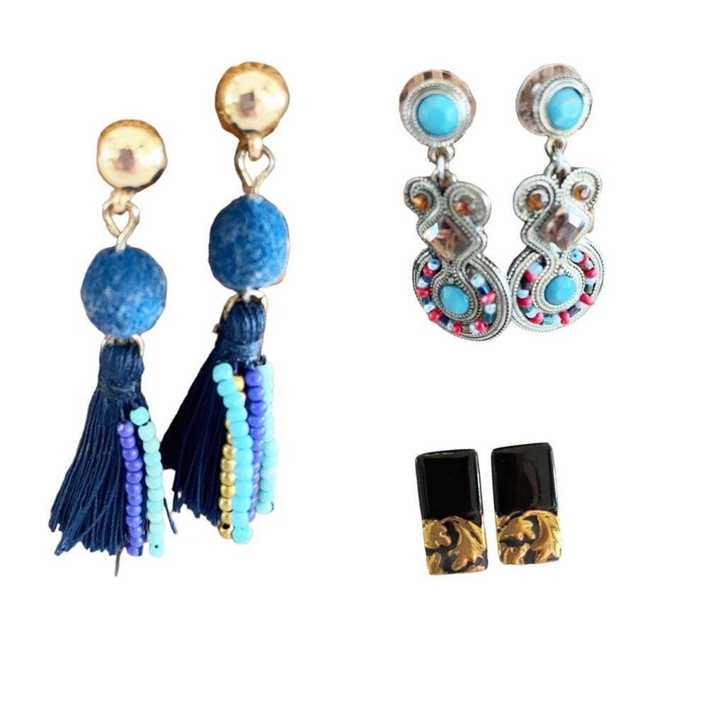Three (3) Studded and Dangle Earrings
